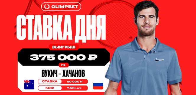 Клиент OLIMPBET увеличил свой выигрыш в семь раз на матче Вукича и Хачанова