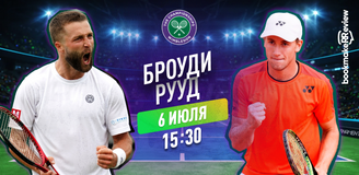Прогноз на матч 1/32 финала Уимблдона Лиам Броуди – Каспер Рууд