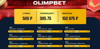 Клиент Olimpbet превратил 500 рублей в 152 тысячи благодаря экспрессу на КХЛ