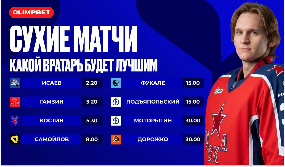 Спецлинии на КХЛ и ВХЛ от хоккейного букмекера OLIMPBET